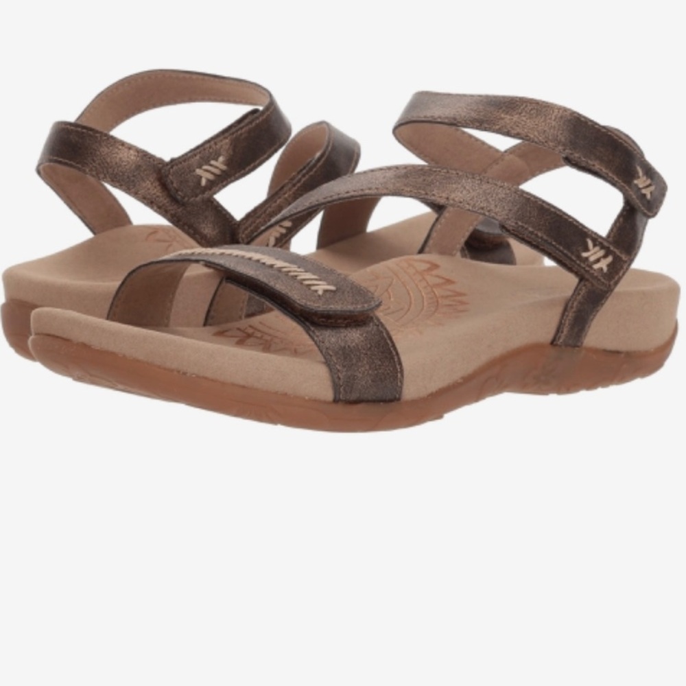 Aetrex Gabby Brown Metallic Sandals